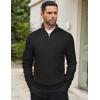 COOFANDY Men’s Quarter Zip Sweaters Slim Fit Mock Neck Pullover Sweaters Lightweight Knitted Polo Sweater(Ribbed Black)