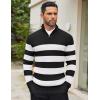 COOFANDY Men’s Quarter Zip Sweaters Slim Fit Mock Neck Pullover Sweaters Lightweight Knitted Polo Sweater(Stripe Black & White)