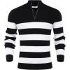 COOFANDY Men’s Quarter Zip Sweaters Slim Fit Mock Neck Pullover Sweaters Lightweight Knitted Polo Sweater(Stripe Black & White)