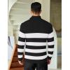 COOFANDY Men’s Quarter Zip Sweaters Slim Fit Mock Neck Pullover Sweaters Lightweight Knitted Polo Sweater(Stripe Black & White)