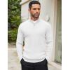 COOFANDY Men’s Quarter Zip Sweaters Slim Fit Mock Neck Pullover Sweaters Lightweight Knitted Polo Sweater(White)