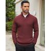 COOFANDY Men’s Quarter Zip Sweaters Slim Fit Mock Neck Pullover Sweaters Lightweight Knitted Polo Sweater(Wine Red)
