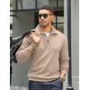 COOFANDY Men’s Quarter Zip Up Pullover Mock Neck Long Sleeve Sweater Casual Corduroy Polo Sweatshirt(Light Khaki)