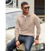 COOFANDY Men’s Quarter Zip Up Pullover Mock Neck Long Sleeve Sweater Casual Corduroy Polo Sweatshirt(Light Khaki)