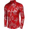 COOFANDY Men’s Rose Shiny Shirt Luxury Flowered Printed Button Down Shirt(Red( Long Sleeve))