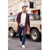 COOFANDY Mens Shawl Collar Long Cardigan Knit Ruffle Fashion Sweater Drape Cape(Wine Red)
