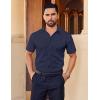 COOFANDY Mens Short Sleeve Dress Shirts Stretch Wrinkle Free Button Down Shirt Casual Summer Top(Navy Blue)