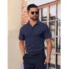COOFANDY Mens Short Sleeve Dress Shirts Stretch Wrinkle Free Button Down Shirt Casual Summer Top(Navy Blue)