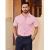 COOFANDY Mens Short Sleeve Dress Shirts Stretch Wrinkle Free Button Down Shirt Casual Summer Top(Pink)