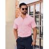 COOFANDY Mens Short Sleeve Dress Shirts Stretch Wrinkle Free Button Down Shirt Casual Summer Top(Pink)