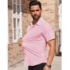 COOFANDY Mens Short Sleeve Dress Shirts Stretch Wrinkle Free Button Down Shirt Casual Summer Top(Pink)