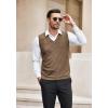 COOFANDY Men’s Sleeveless Sweater Vest Lightweight V-Neck Cotton Vest Pullover(Brown)