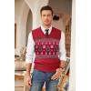 COOFANDY Men’s Sleeveless Sweater Vest Lightweight V-Neck Cotton Vest Pullover(Christmas Tree – Red)