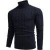 COOFANDY Men’s Slim Fit Turtleneck Sweater Casual Twisted Knitted Pullover Sweaters(Black and Navy Blue)