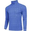 COOFANDY Men’s Slim Fit Turtleneck Sweater Casual Twisted Knitted Pullover Sweaters(Blue)