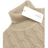 COOFANDY Men’s Slim Fit Turtleneck Sweater Casual Twisted Knitted Pullover Sweaters(Light Khaki)