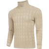 COOFANDY Men’s Slim Fit Turtleneck Sweater Casual Twisted Knitted Pullover Sweaters(Light Khaki)