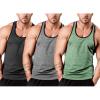 COOFANDY Men’s 3 Pack Gym Tank Tops Y-Back Workout Muscle Tee Sleeveless Fitness Bodybuilding T Shirts(Black/Army Green/Grey)