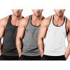 COOFANDY Men’s 3 Pack Gym Tank Tops Y-Back Workout Muscle Tee Sleeveless Fitness Bodybuilding T Shirts(Black/White/Grey)