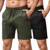 COOFANDY Men’s Athletic Running Shorts 7″ Quick Dry Lightweight Workout Gym Basketball Hiking Shorts with Pockets(2 Pack: Black/Army Green)