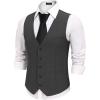 COOFANDY Men’s Business Suit Vests Slim Fit Formal Dress Waistcoat Groomsman Vest For Wedding(Dark Gray)