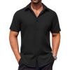 COOFANDY Men’s Button Down Shirts Stain Shield Dress Shirts Short Sleeve Summer Business Casual Shirts(Black)