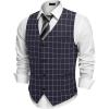 COOFANDY Men’s Casual Business Vests Lightweight Waistcoat Slim Fit Suit Vest(Navy Plaid)