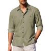 COOFANDY Mens Casual Button Down Shirts Long Sleeve Wrinkle Free Untucked Dress Shirts(Army Green)