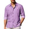 COOFANDY Mens Casual Button Down Shirts Long Sleeve Wrinkle Free Untucked Dress Shirts(Purple)