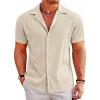COOFANDY Men’s Casual Button Down Shirts Short Sleeve Regular Fit Fashion Camp Beach Shirts Tops(Beige)