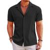 COOFANDY Men’s Casual Button Down Shirts Short Sleeve Regular Fit Fashion Camp Beach Shirts Tops(Black)