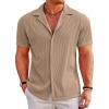 COOFANDY Men’s Casual Button Down Shirts Short Sleeve Regular Fit Fashion Camp Beach Shirts Tops(Brown)