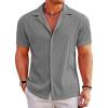 COOFANDY Men’s Casual Button Down Shirts Short Sleeve Regular Fit Fashion Camp Beach Shirts Tops(Dark Grey)