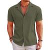 COOFANDY Men’s Casual Button Down Shirts Short Sleeve Regular Fit Fashion Camp Beach Shirts Tops(Green)