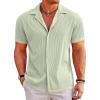 COOFANDY Men’s Casual Button Down Shirts Short Sleeve Regular Fit Fashion Camp Beach Shirts Tops(Light Green)
