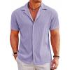 COOFANDY Men’s Casual Button Down Shirts Short Sleeve Regular Fit Fashion Camp Beach Shirts Tops(Light Purple)