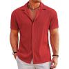 COOFANDY Men’s Casual Button Down Shirts Short Sleeve Regular Fit Fashion Camp Beach Shirts Tops(Red)