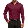 COOFANDY Men’s Dress Shirt Solid Long Sleeve Wrinkle Free Formal Shirt Business Button Down Shirts with Pocket(Wine Red)