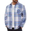 COOFANDY Mens Flannel Shirts Long Sleeve Lightweight Plaid Shirt Casual Button Down Shirts Jacket(Blue White Plaid)