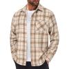 COOFANDY Mens Flannel Shirts Long Sleeve Lightweight Plaid Shirt Casual Button Down Shirts Jacket(Light Brown)