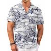 COOFANDY Mens Hawaiian Shirt Short Sleeve Buttoon Down Shirts Casual Tropical Floral Summer Linen Shirts(Navy Floral-white)