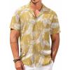 COOFANDY Mens Hawaiian Shirt Short Sleeve Buttoon Down Shirts Casual Tropical Floral Summer Linen Shirts(P- Palm Leaf)