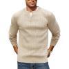 COOFANDY Men’s Knit Henley Sweater Long Sleeve Button Down Fall Sweaters and Pullovers(Cream)