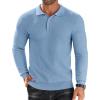 COOFANDY Men’s Knit Polo Shirts Long Sleeve Sweater Polo Lightweight Fashion Casual Collared Shirts(Airy Blue)