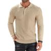 COOFANDY Men’s Knit Polo Shirts Long Sleeve Sweater Polo Lightweight Fashion Casual Collared Shirts(Apricot)