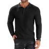 COOFANDY Men’s Knit Polo Shirts Long Sleeve Sweater Polo Lightweight Fashion Casual Collared Shirts(Black)