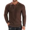 COOFANDY Men’s Knit Polo Shirts Long Sleeve Sweater Polo Lightweight Fashion Casual Collared Shirts(Brown)