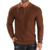 COOFANDY Men’s Knit Polo Shirts Long Sleeve Sweater Polo Lightweight Fashion Casual Collared Shirts(Caramel)