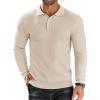 COOFANDY Men’s Knit Polo Shirts Long Sleeve Sweater Polo Lightweight Fashion Casual Collared Shirts(Cream)