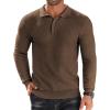 COOFANDY Men’s Knit Polo Shirts Long Sleeve Sweater Polo Lightweight Fashion Casual Collared Shirts(Dark Coffee)